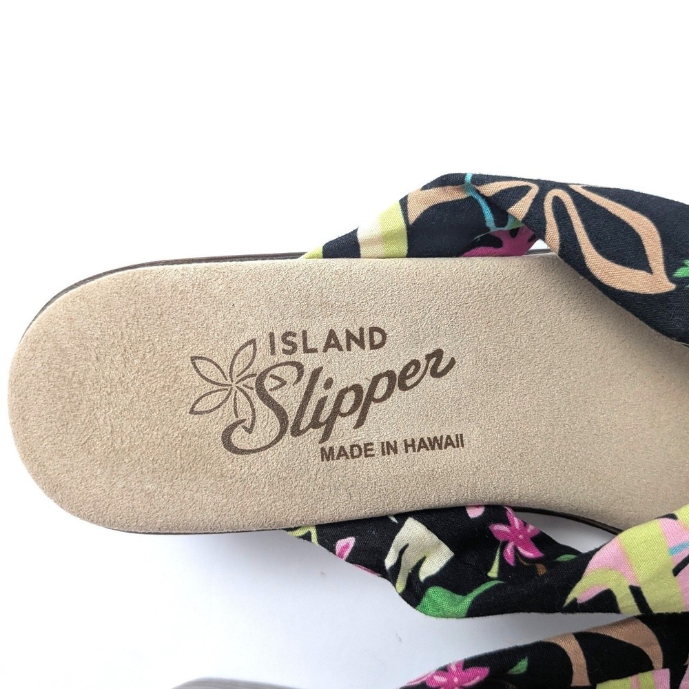 Island Slipper Floral Wedge Flip Flop Sandals Made in Hawaii Resortwear Sz 7 - Picture 3 of 12